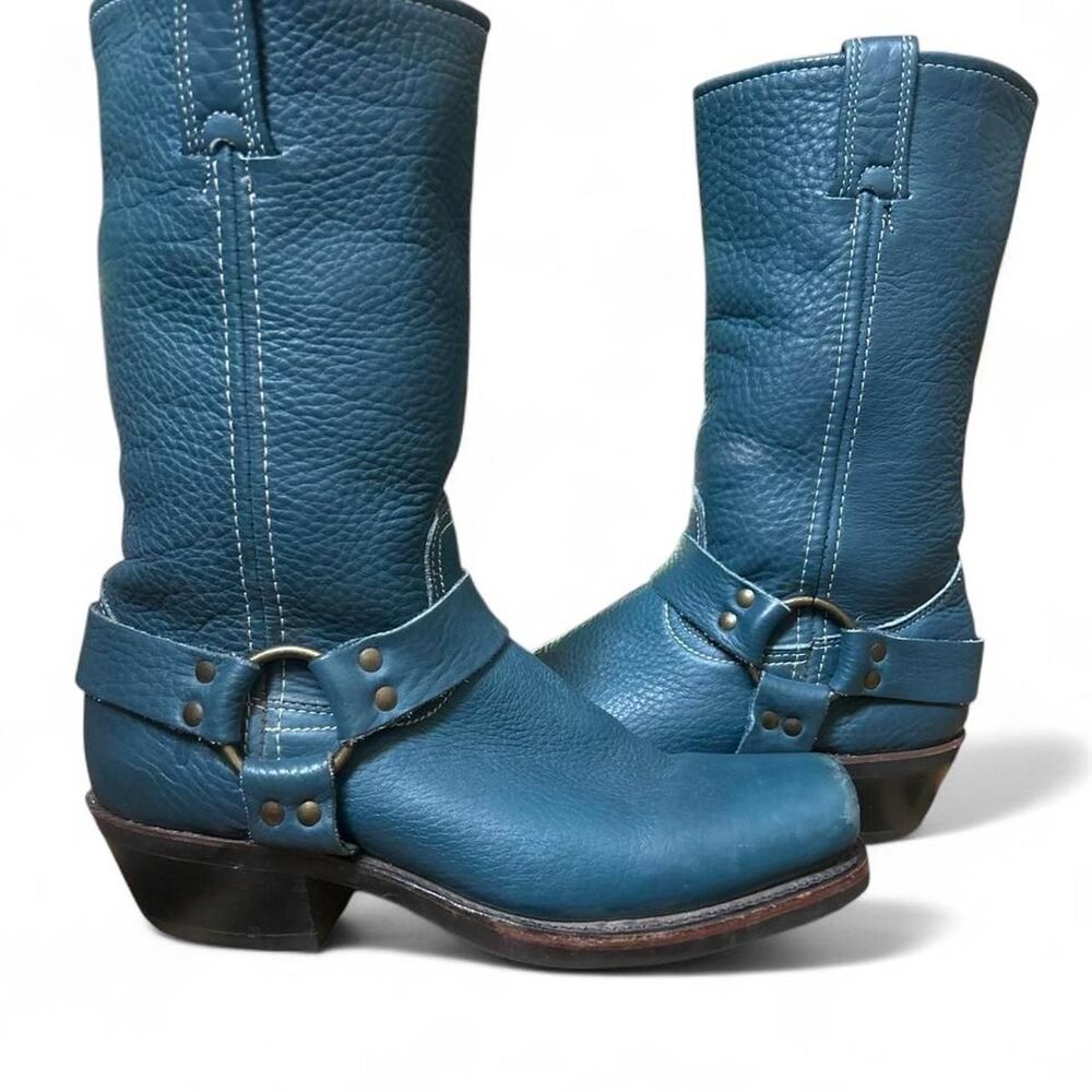 Frye Rare Teal Blue Harness Moto Boots (customized)